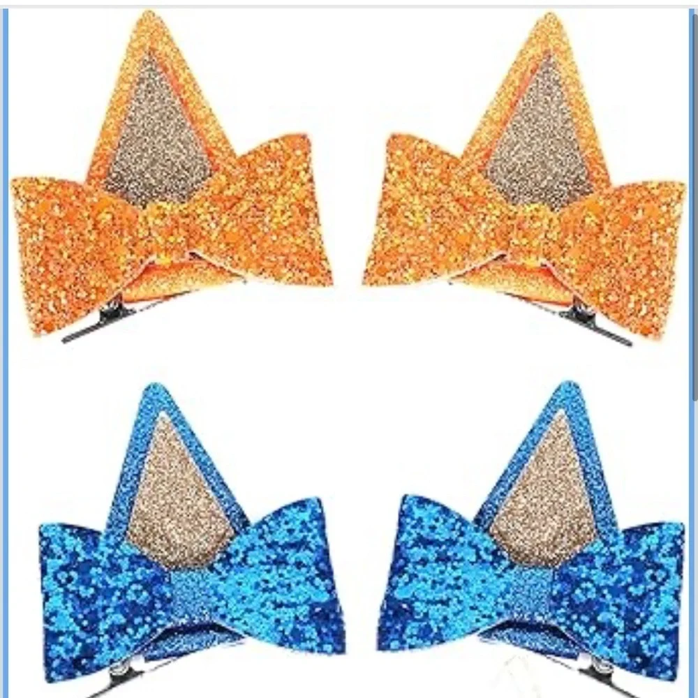 NEW Bluey and Bingo color themed Costume Set - ears + tail +bow ties + gloves
